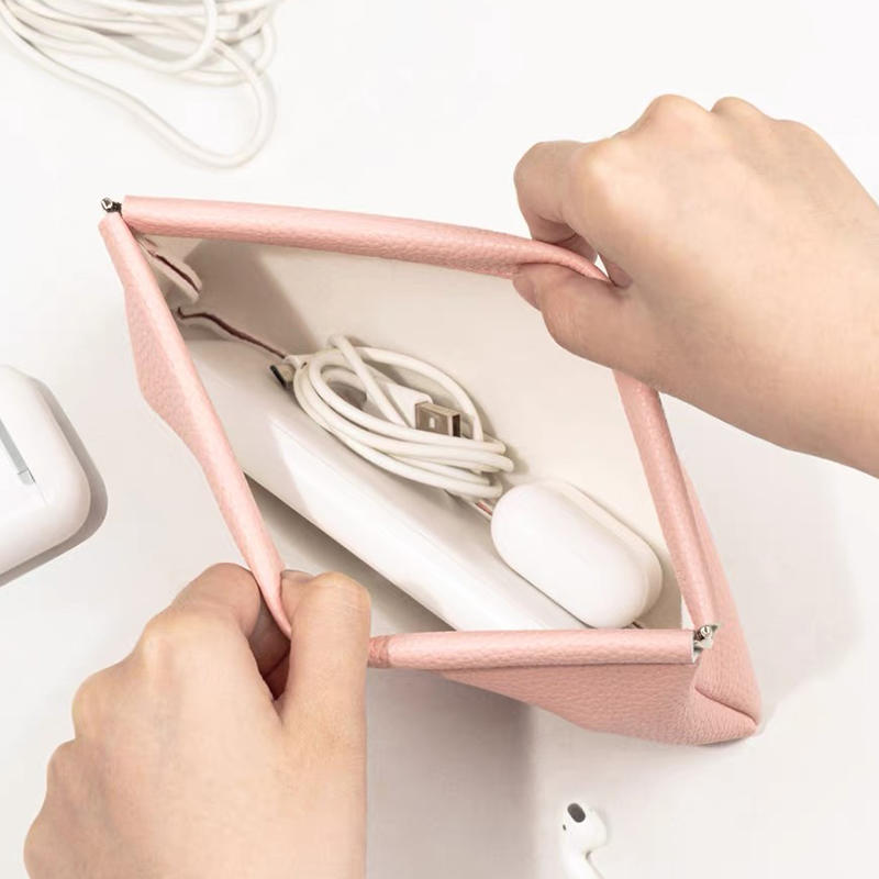 Self-closing First-layer PU Leather Long Wallet Passport Driver's License Document Holder Data Cable Cosmetic Bag