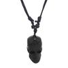 Gothic Bone Skeleton Head Skull Pendant Necklace Adjustable Wax Cord for Men Women Halloween Gift Hip Hop Party Jewelry