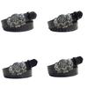 Skull Plaque Belt for Men and Women, Dark Western Waist Belt with Three-Skull Front Plate and Size Adjustment for Daily Wear