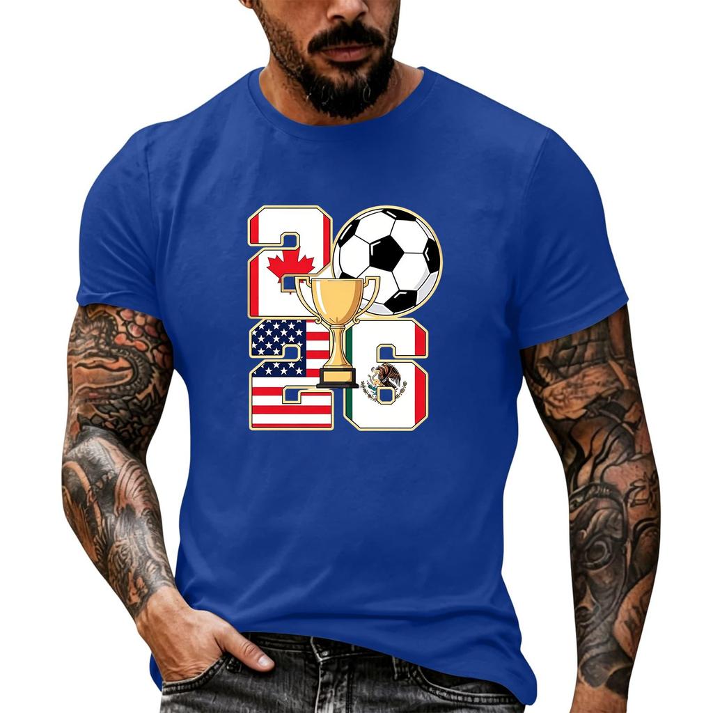 Men's Basic Crew Neck Short Sleeve T Shirt Loose Fit Casual Summer Top Soccer Themed Graphic Print Comfortable Fabric