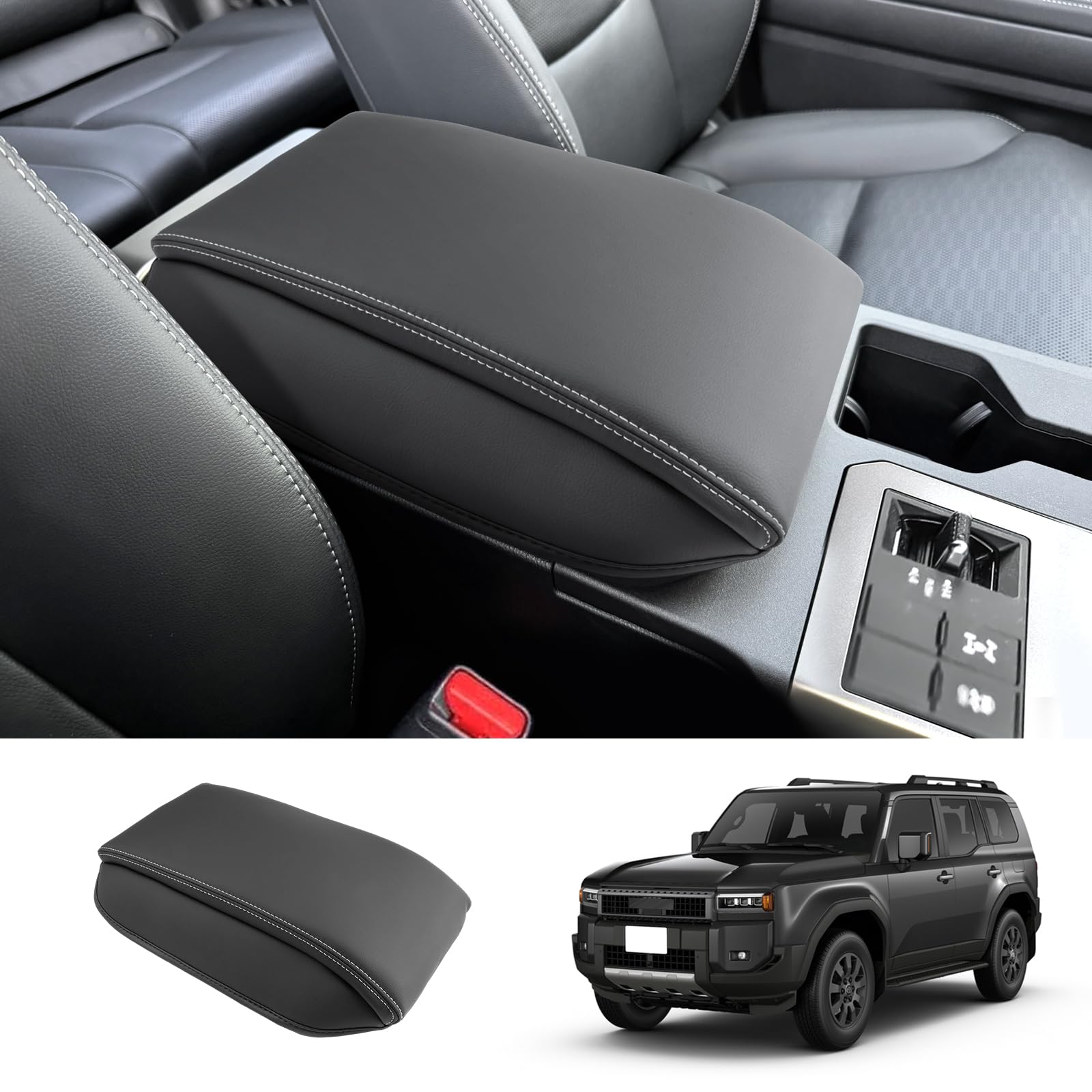 

Coleya Толстый чехол на подлокотник для Toyota Land Cruiser 2024, Защитный чехол на консольный бокс подлокотника для локтя, Удобный для легкого автомобиля, Белый 250, чёрный