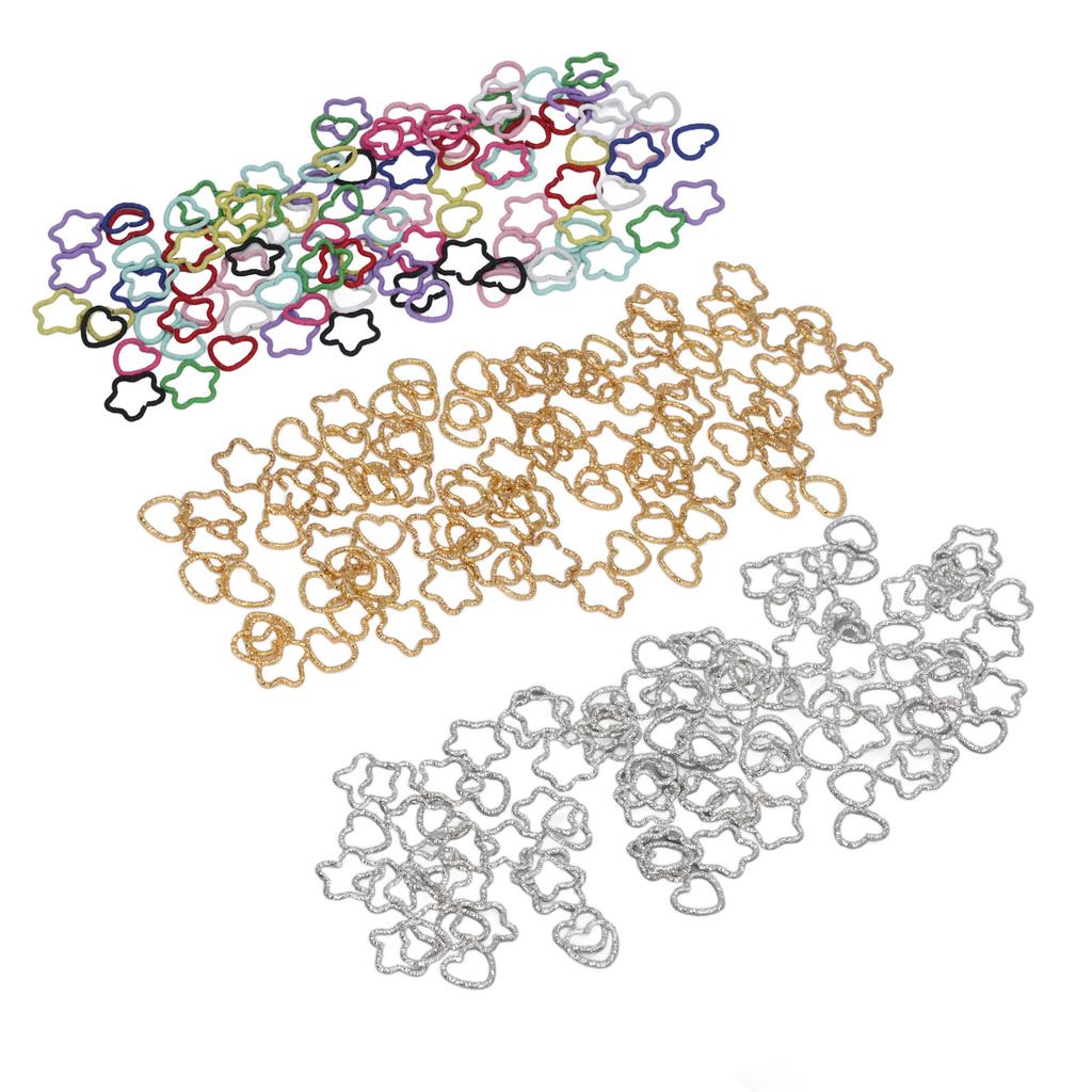 100pcs Colorful Star Love Shape Braids  Clips Cute Metal Braid Hair  Accessories for Party D