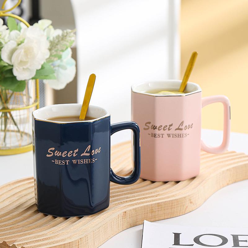 Modern simple light luxury ceramic cup mug couple set towel bear souvenir wedding gift opening
