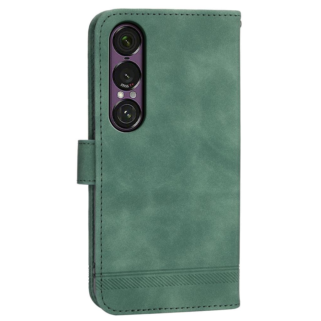 DIERFENG DF-03 For Sony Xperia 1 VII Case Lines Imprint Wallet Leather Phone Cover
