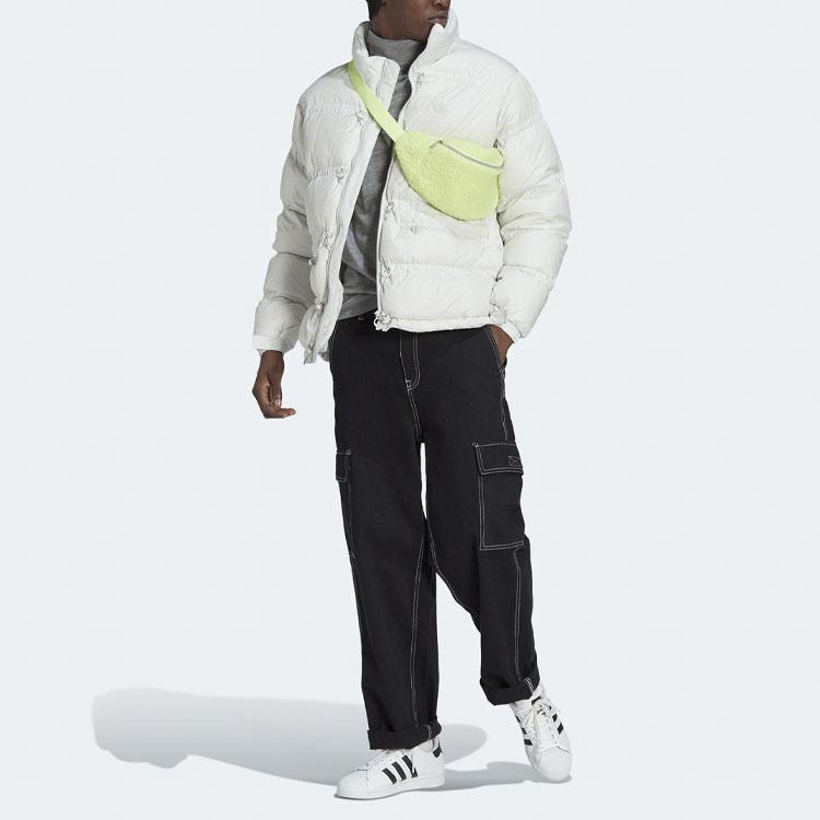 adidas Originals Solid Color Quilted Stand Collar Down Jacket Men Outerwear White HL6786