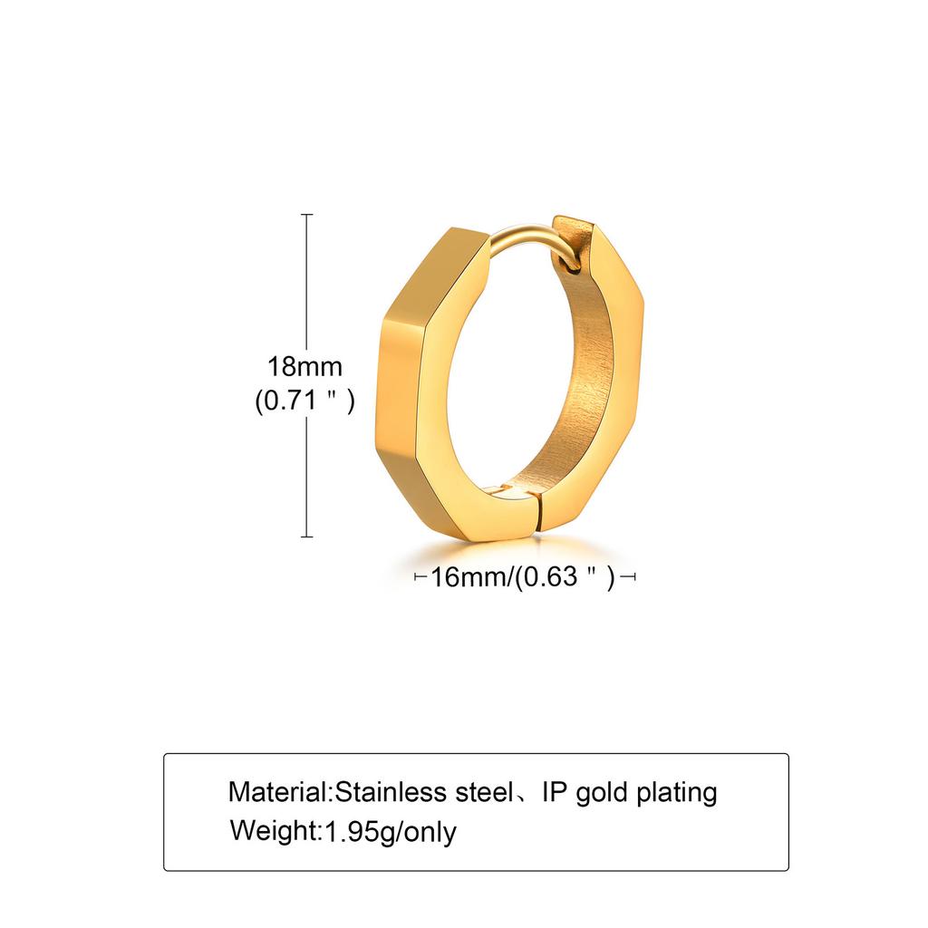 Geometric Octagon Hoop Earrings for Men, Hexagon Hoops, Stainless Steel Honeycomb Hoops Minimalist Earrings Men Jewelry
