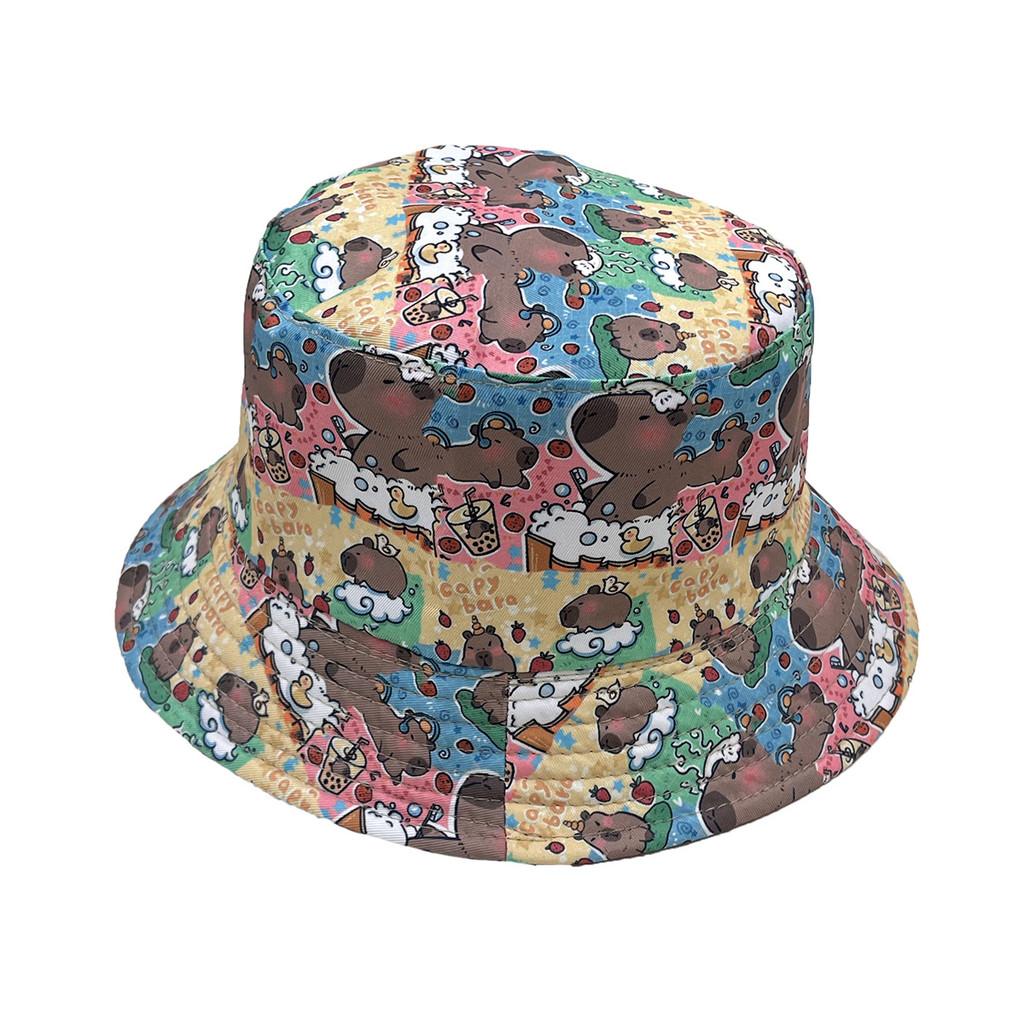 Мультяшная капибара Рыболовная шляпа с козырьком Ветрозащитная конструкция Для весеннего и осеннего ношения синий