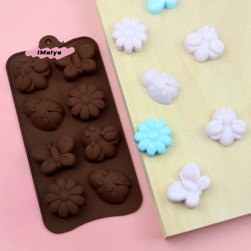 8-Piece Silicone Cake Mold Set - Creative Insect & Butterfly Shapes High-Temperature Resistant Food-Grade DIY Chocolate Molds