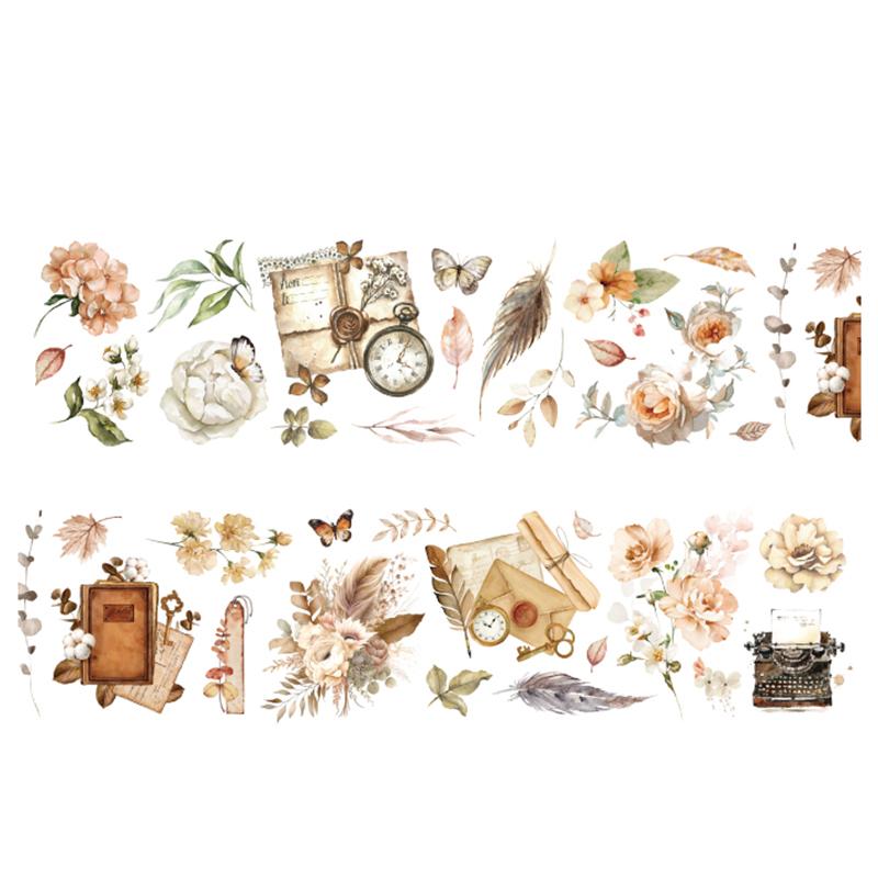 200cm/roll PET Tape Garland Tape Flower Theme Notebook Journal Border Collage Material DIY Mobile Greeting Card Cup Decoration