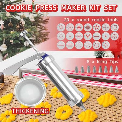 Aluminum Alloy Cookie Gun Baking Tool Stainless Steel Piping Nozzle 20 Pieces Molten Bean Piping Nozzle