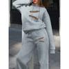 Set Casual Stampato Stile Retrò da Strada Felpa con Cappuccio Larga Pantaloni a Gamba Larga Set Due Pezzi Multifunzionale Adatto a Vari Scenari