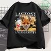 T-shirt Chat Drôle Intolérant au Lactose Unisexe Femme Mode Rétro Manches Courtes Coton Décontracté Confortable Oversize
