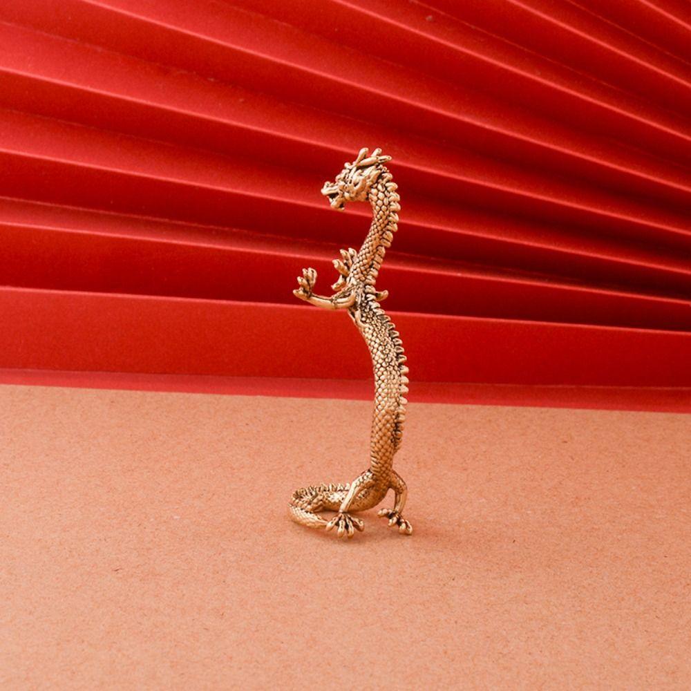 2pcs Zodiac Dragon Brass Dragon Figurines Vintage Dragon Ornament Birthday Wedding Gift