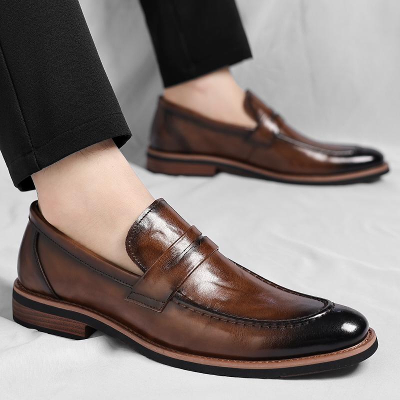 Fashion High Quality Genuine Leather Business Casual Shoes Fashion Comfortable Soft Loafers Large Sizes 37-48 Men's Elegant Party Shoes