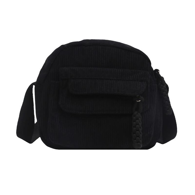 Corduroy autumn new simple fashion solid color women's bag shoulder oblique span bag campus fashion bag