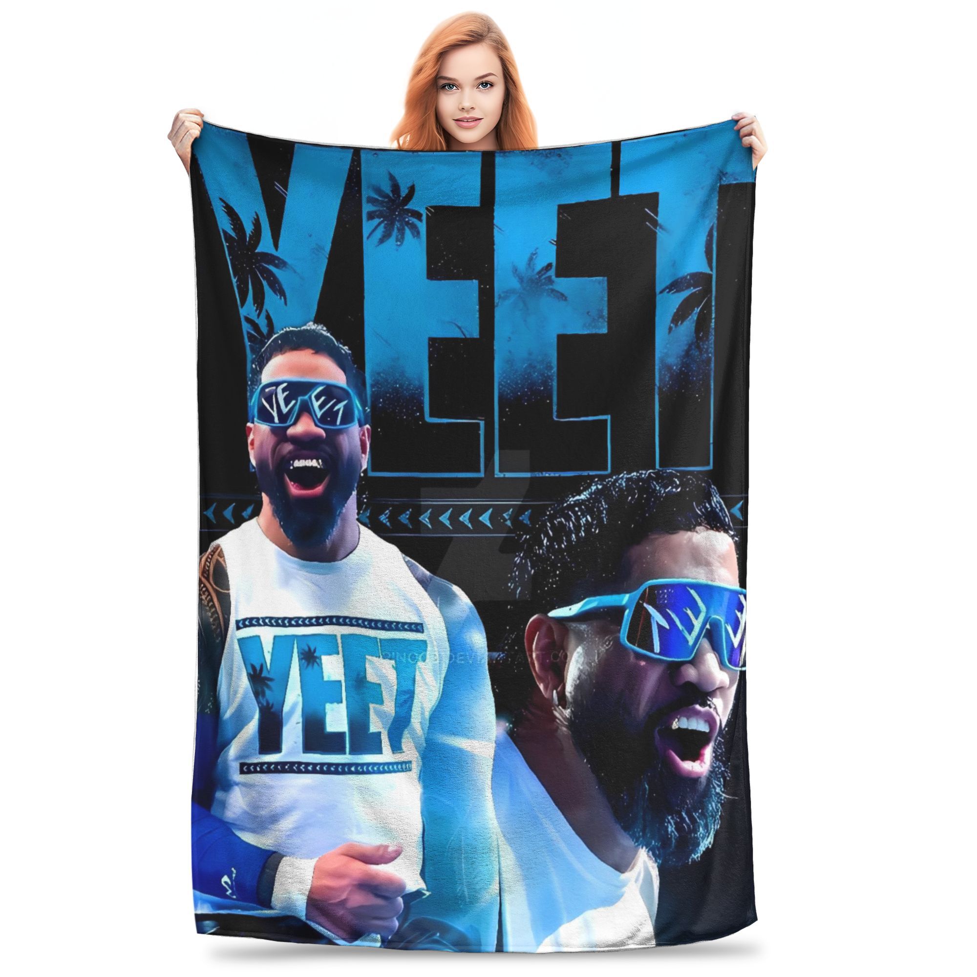 

Super Soft BlanketKids Camping JEY YEET USO Wrestling Bedding Throws Flannel Bedspread For Living Room Aesthetic Sofa Bed Cover 30x40in