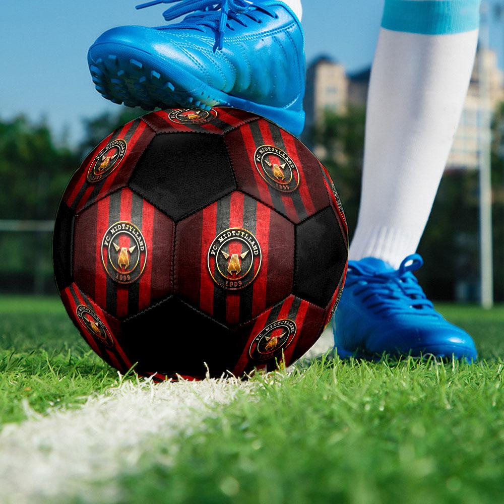1PC Midtjylland POSTER Size 5 Soccer Ball PrahaIndoor Soccer Ball Colorful All Ages Machine Stitched PVC Competition Ready Durable High-Bounce
