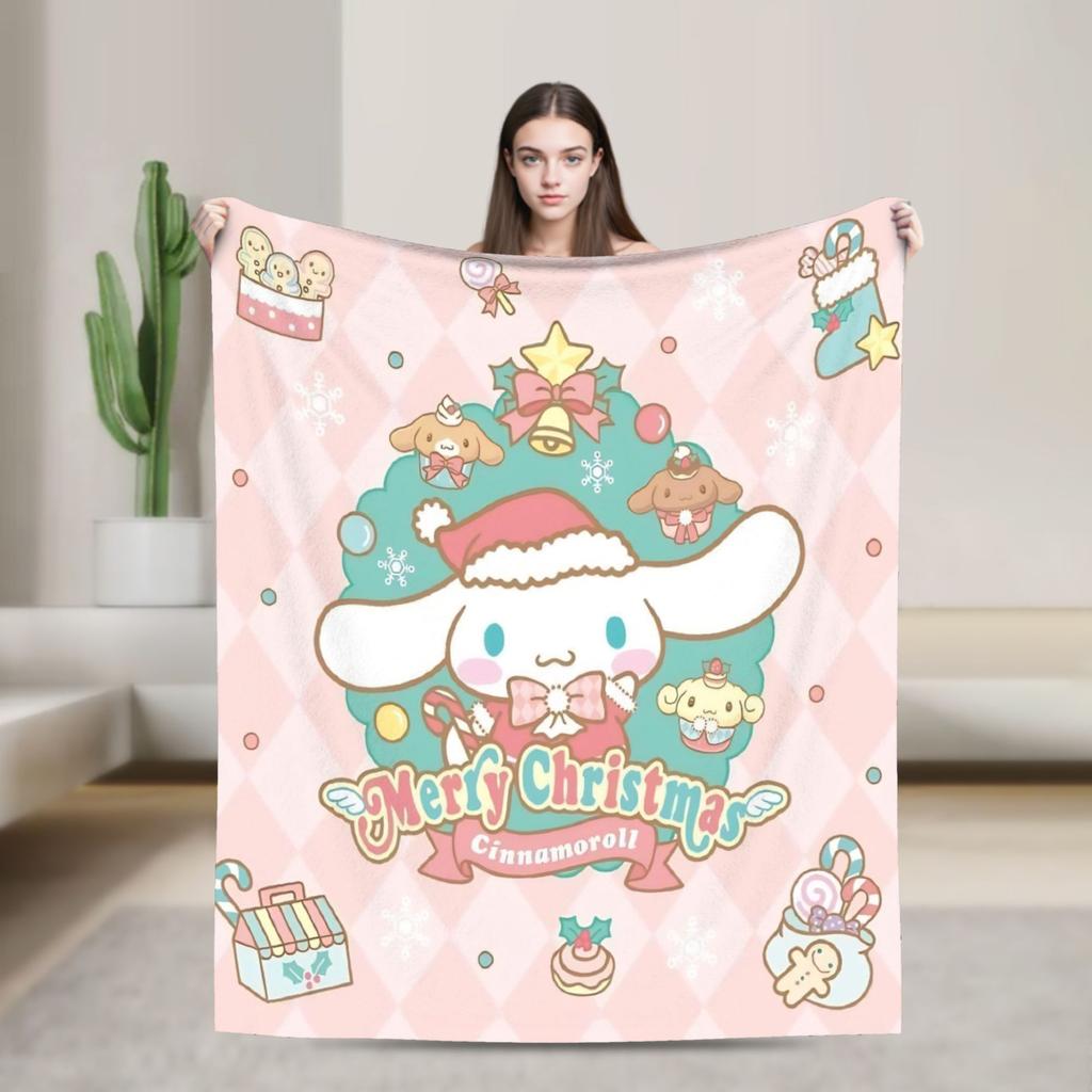 Cinnamoroll Decken Cartoon Flanell Großartige Atmungsaktive Überwurfdecken für Bett Sofa Dekoration