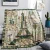 Paris Eiffel Tower Print Flannel Blanket, High Quality Comfortable for All Seasons, Home Decor, Warmth and Comfort, Perfect for Christmas Gifts91