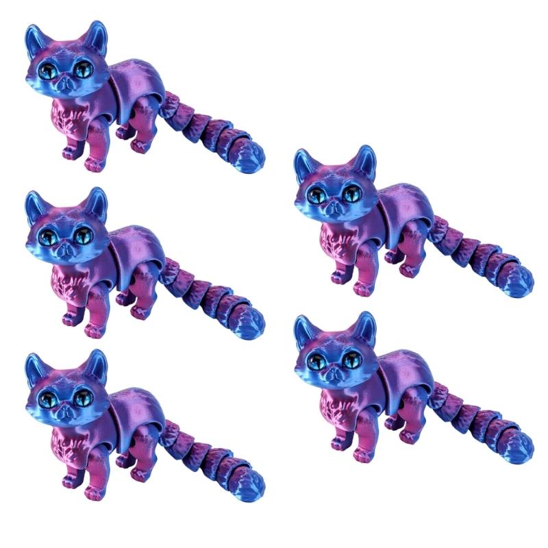 3D Printed Cats Realistic Hairless Cats Figurines Statues Table Ornament Cute Articulated Fidgety Toy for Pet Lovers