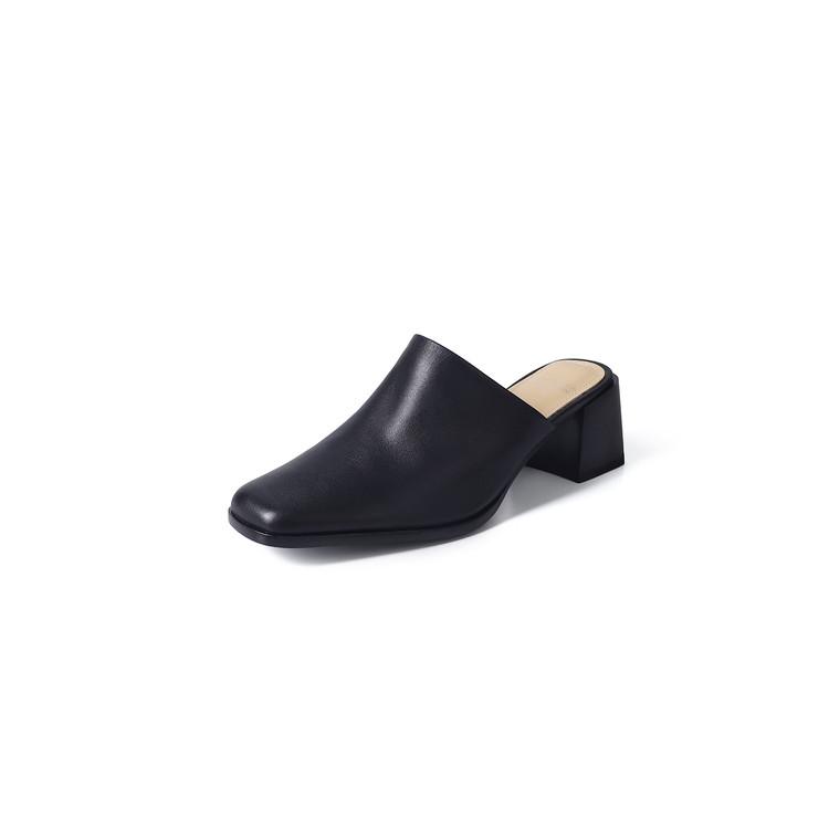 

Мода НОВЫЕ Летние Женские Мюли Обувь из Натуральной Кожи для Женщин Квадратный Носок Массивный Каблук Обувь Закрытый Носок Сандалии Слингбэк Ручной Работы Тапочки 40 чёрный