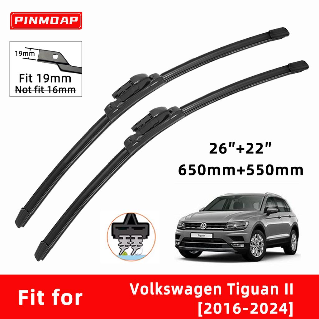 Car Wipers Double Rubber for Volkswagen Tiguan II 2016-2024 Front Brushes Cutter Automobiles Parts Accessories Windscreen Wipers Wear Parts