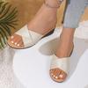 Fashion Luxury Patchwork Med Heels Slippers Women Summer Casual Non-Slip Beach Slides Woman Metal Decoration Platform Flip Flops Shoes
