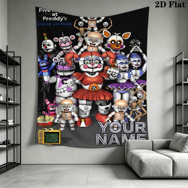 Name Custom Freddy Nights Wall Tapestry Aesthetic Wall Hanging Printed Fabric Blanket Decorative Tapestries for Bedroom Living Room Home Decor