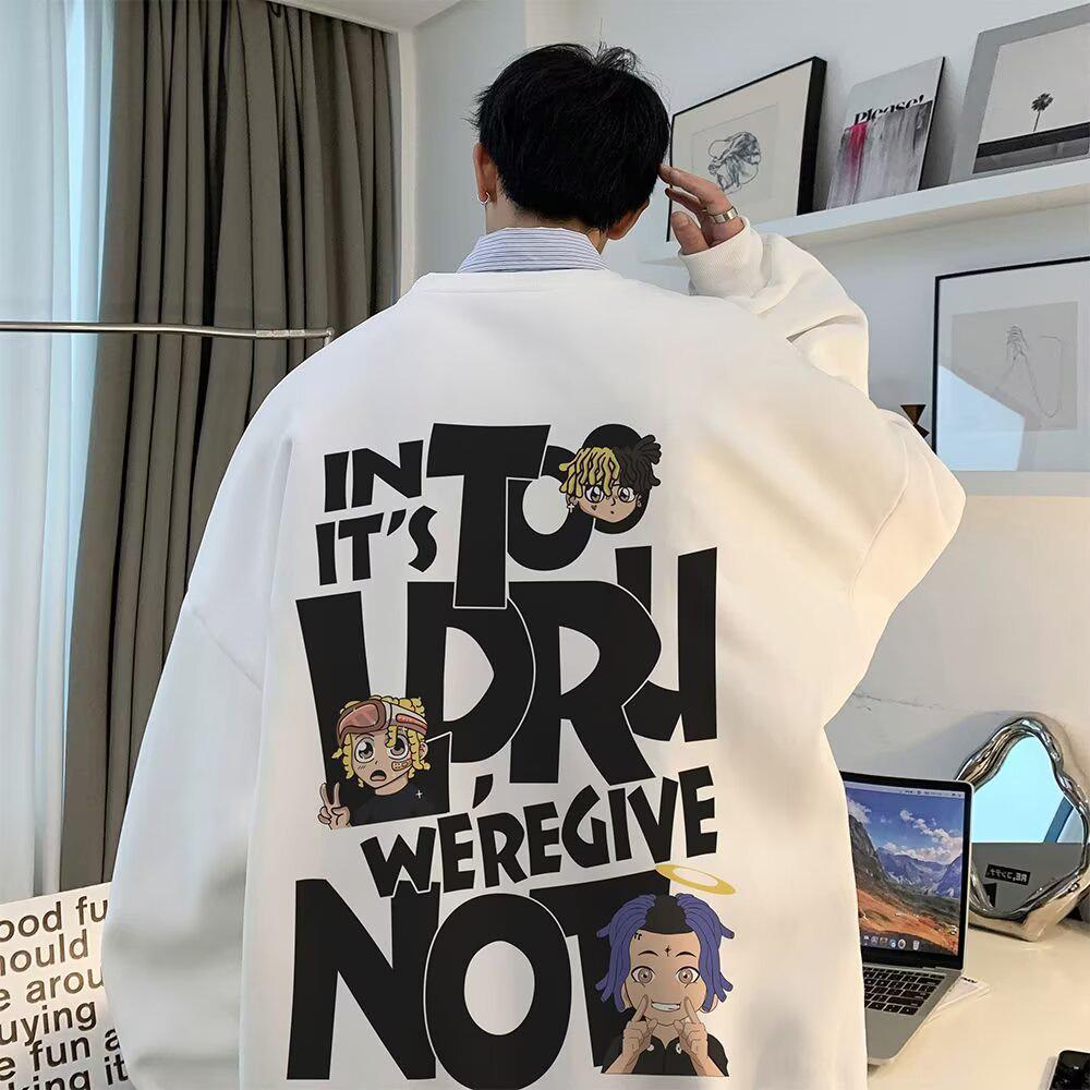 

Men s Trendy Loose-Fit Long-Sleeve Round Neck Pullover Hoodie - Autumn Collection 5XL білий