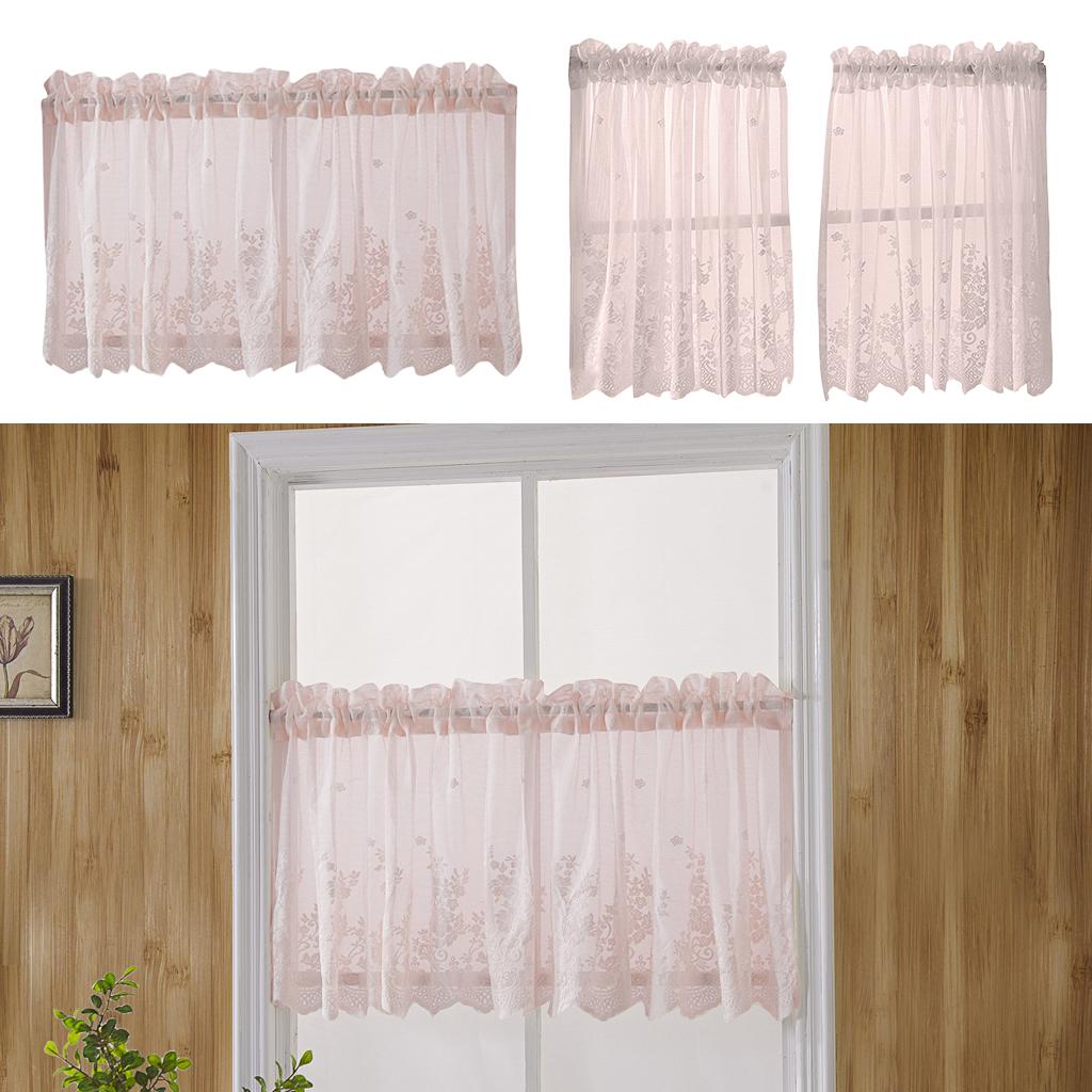 Tier And Valance Curtain 3 Pieces Embroidered Kitchen Curtains