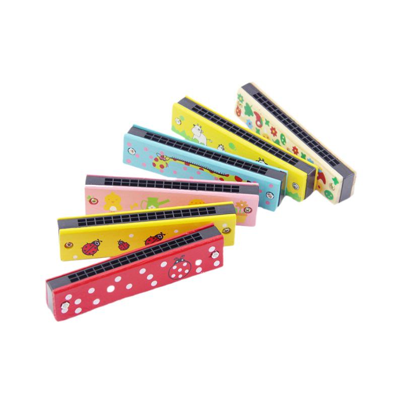 Wooden Double Row 16-Hole Harmonica for Children's Music Education