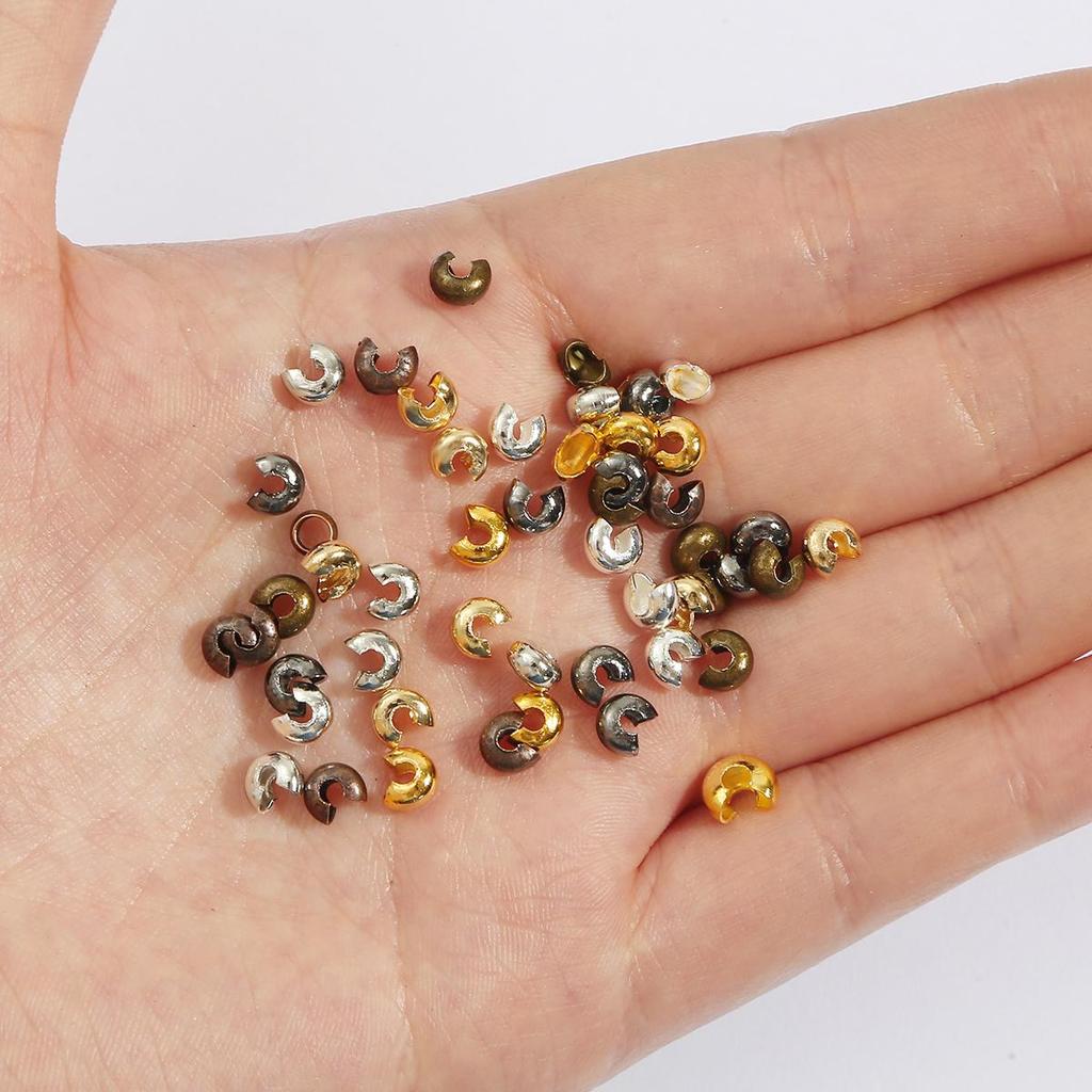 100 buc Huse de mărgele de sertizare din fier Capac rotund de sertizare Sfaturi de clemă Acoperire cu noduri Găsire de bijuterii din metal DIY