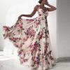Women's Summer Backless Printed Big Hem Sleeveless Halter Dresses