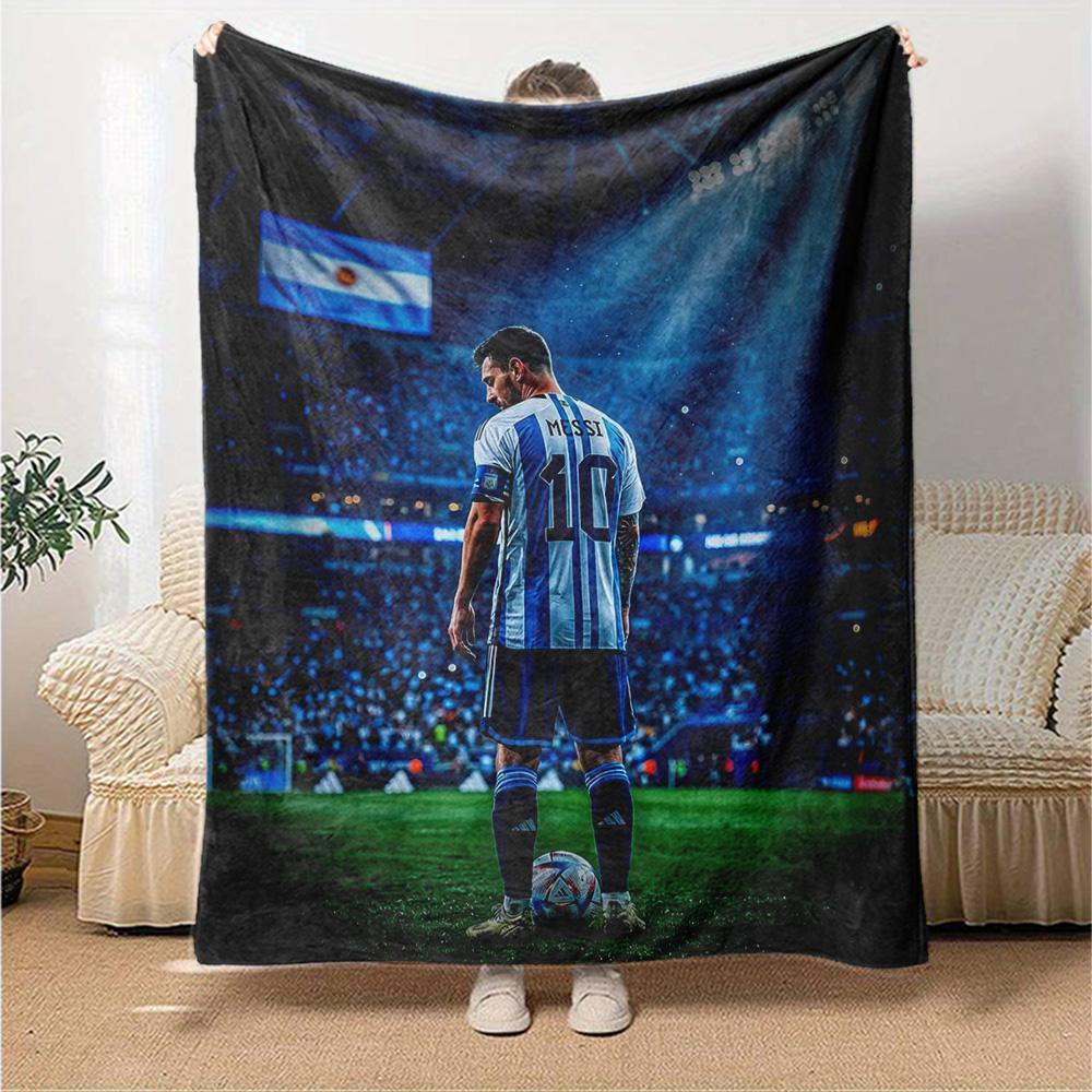 Football Messi Blanket Soft Warm Cozy Great for Couch Bed Bedding for All Occasions Digital Print Gifts For Family Or Friends