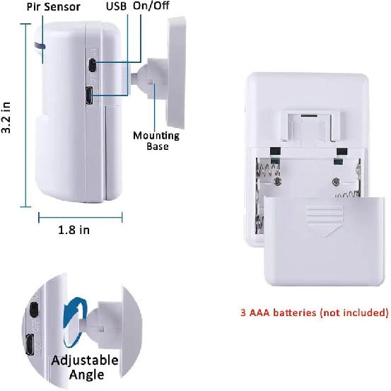 Fine Passage Alarm, Wireless Alarm System with Motion Sensor, Access Speed, Motion Bell with 38 Ringtones, Driveway Alarm
