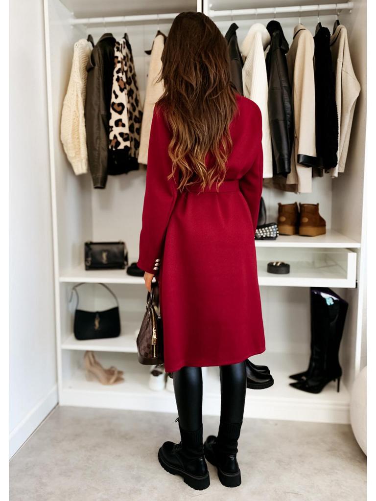 Women's 2024 Winter Fashion Double-Breasted Tie Wool Coat