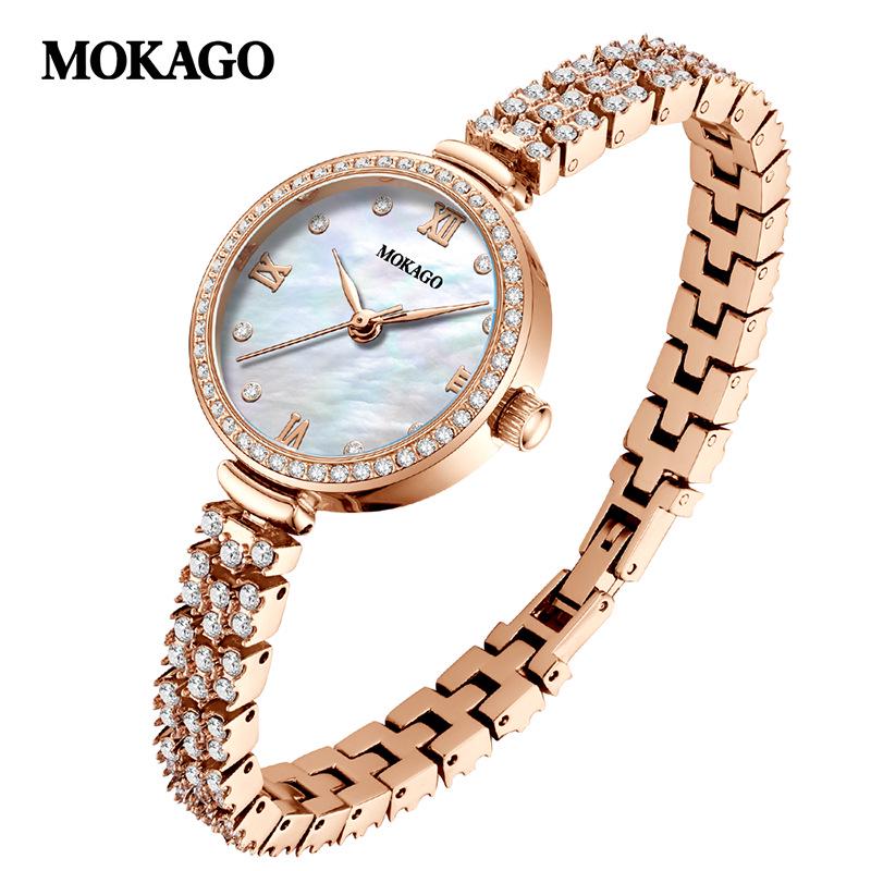 Mokaga Women s High Fashion Diamond-Inlaid Slim Quartz Watch - Luxurious, Simple, Waterproof Design.