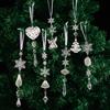 Christmas Tree Crystal Decoration Iridescent Clear Acrylic Snowflake Hanging Ornaments with Drop Pendants for Xmas Tree Winter Party Decoration