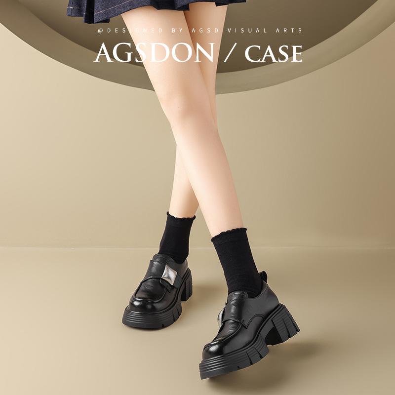 Augustine Platform Loafers Women's 2025 New Autumn Retro College Style Soft-soled Small Leather Shoes Light Single Shoes