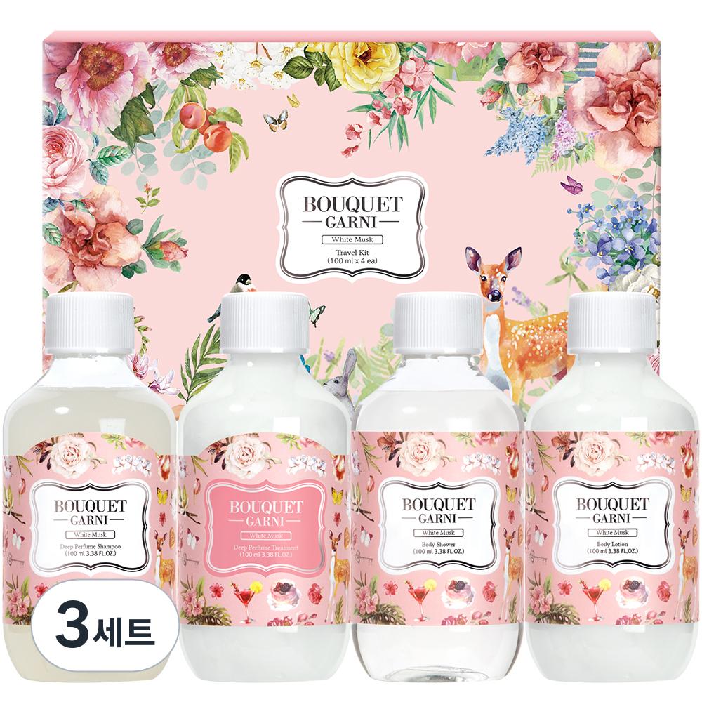 Bouquet Garni Haare & Körper 4-teiliges Reise-Set Weißer Moschus Duft 3er-Set, 3 Sets