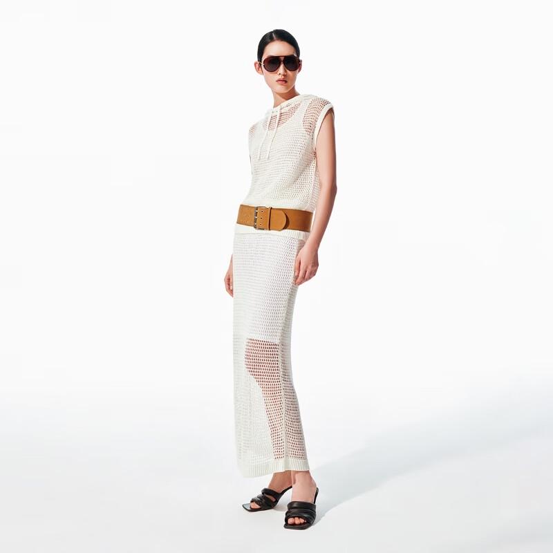 Veromoda Women's Hooded Sleeveless Hollow Knit Top