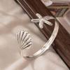 Stainless Steel Starfish Shell Open Bracelet Rings For Women Men Exaggerated Silver Color Geometric Adjustable Bracelet Jewelry
