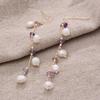 Original Handmade 14K Gold Filled Natural Freshwater Pearl Amethyst Flower Lady Tassel Drop Earrings  Female Gift