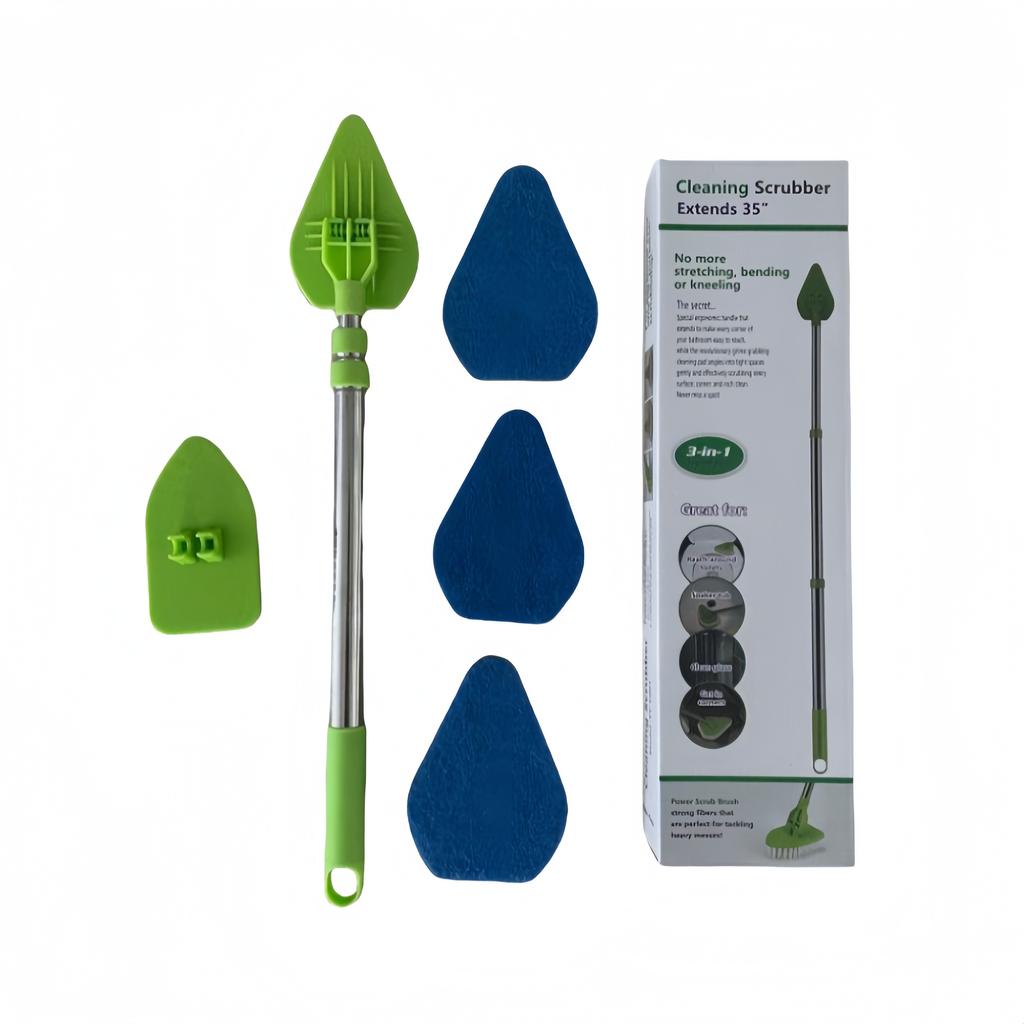 2 in 1 Scrub Cleaning 1/2/3pcs Sponge Brush with Long Handle Bristles Bathroom Toilet Kitchen Tile Wall Lightweigh Detachable