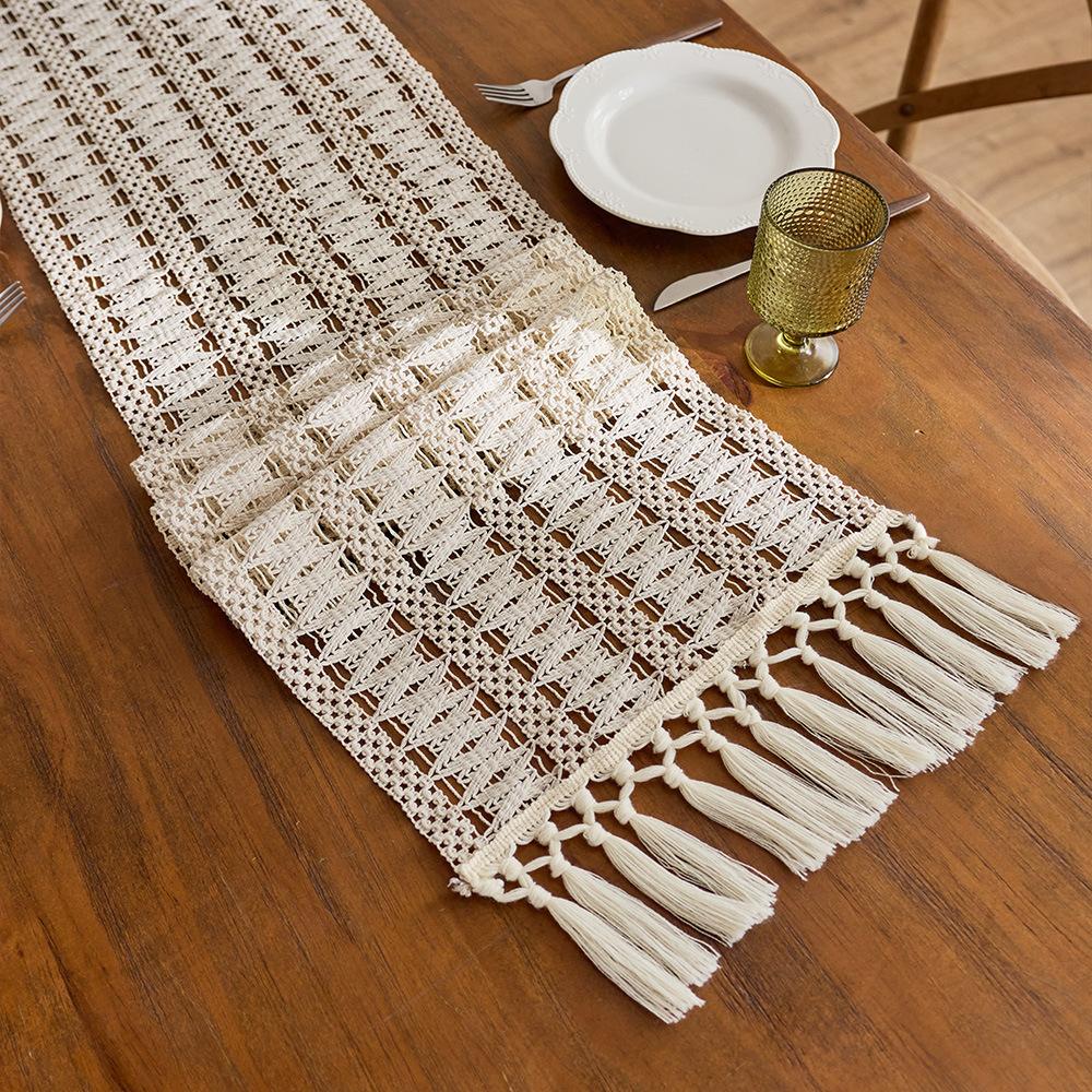 Cotton And Linen Table Flag Tassel Knotted Small Fresh Sage Green Festival Party Table Decoration Coffee Table Tablecloth Mat
