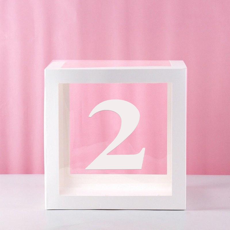 Clear Balloon Box with 26 White Letters for Birthday Party and Baby's First Birthday Decoration