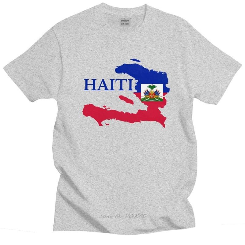 Cool Men's Haiti Map Flag T Shirt Short Sleeves Round-neck Cotton Tshirt Summer Tees Plus Size Apparel Casua Fashion T-shirt