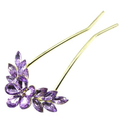 Ozdoba do włosów Kanzashi do odzieży japońskiej i antyczny fiolet z cyrkoniami sześciennymi [Miaomyao] w kształcie litery U Yukata,