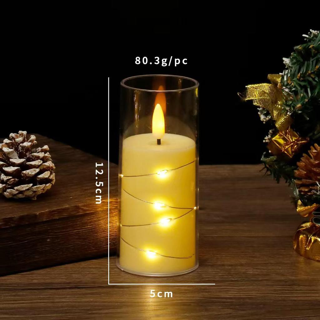 LED Electronic Candle Light Strip with Transparent Lampshade for Bar, Restaurant, KTV, Party, and Outdoor Camping Decor.