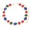 Luxury Full Diamond Geometric Oval Color Crystal Neck Chain Earrings Rhinestone Necklace Fashion Exaggerated Bundle Necklace